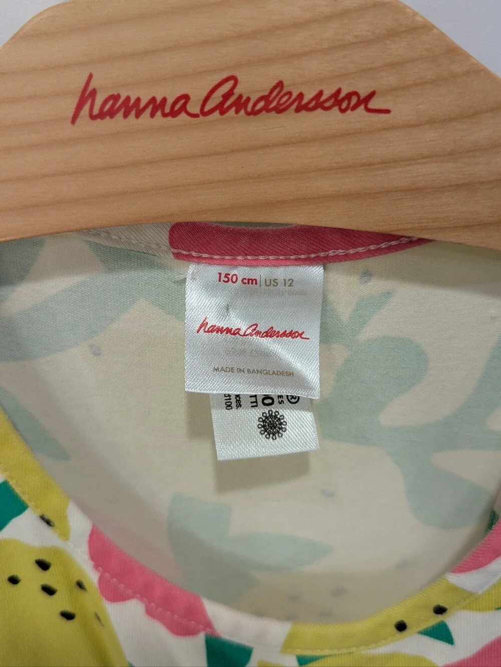 Hanna Andersson Kids Sleeveless Dress Lemon Zesty Citrus Cotton Girl Size 150 12